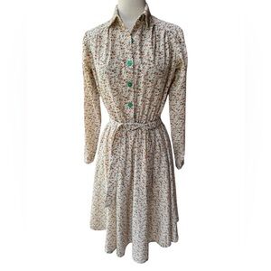 1960s Handmade Floral,‎ Poly/Cotton Day Dress